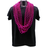 48" 18mm Round Metallic Hot Pink Mardi Gras Beads Case