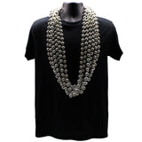48" 18mm Round Metallic Silver Mardi Gras Beads
