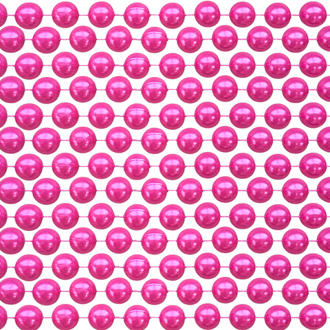 60" 18mm Round Pearl Hot Pink Mardi Gras Beads