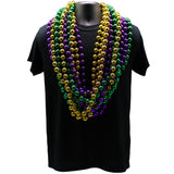 48" 20mm Round Metallic Purple, Gold and Green Mardi Gras Beads