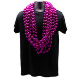 48" 22mm Round Metallic Hot Pink Mardi Gras Beads - Dozen (12 Necklaces)