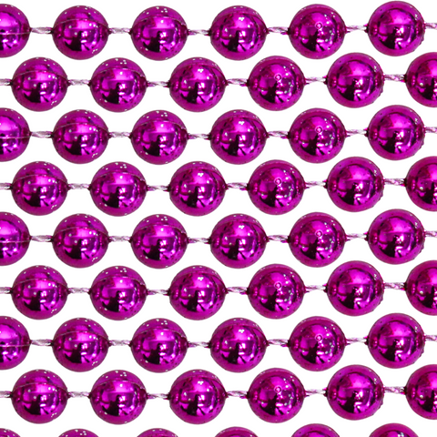 48" 22mm Round Metallic Hot Pink Mardi Gras Beads - Case (4 Dozen)