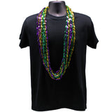 48" Swirl Metallic Purple, Gold and Green Mardi Gras Beads - Dozen (12 Necklaces)