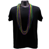 48" 7mm Round Metallic Purple, Gold and Green Mardi Gras Beads