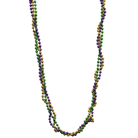 42" 6mm Purple, Green and Gold Braided Bead (Dozen)