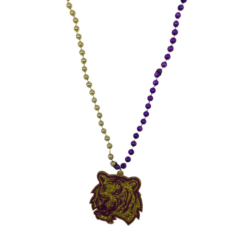 34" 7mm Purple and Gold Tiger Medallion Necklace (Dozen)