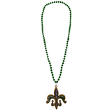 33" 7mm Green Fleur De Lis Necklace (Dozen)