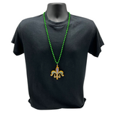 33" 7mm Green Fleur De Lis Necklace (Dozen)