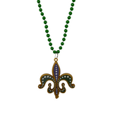 33" 7mm Green Fleur De Lis Necklace (Dozen)