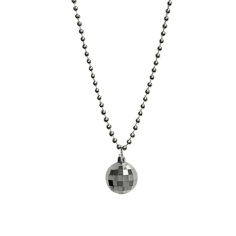 33" 7mm Silver 50mm Disco Ball Necklace (Dozen)