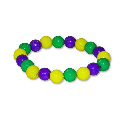 Purple, Green and Yellow Beaded Bracelet (Dozen)