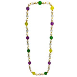 40" 18mm Purple, Green and Gold and Pearl Bead Necklace (Each)
