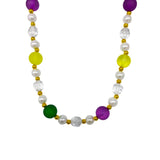 40" 18mm Purple, Green and Gold and Pearl Bead Necklace (Each)