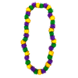 42" Mardi Gras Tinsel Pom Pom Necklace (Each)