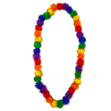 42" Rainbow Tinsel Pom Pom Necklace (Each)