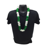 42" Green and White Tinsel Pom Pom Necklace (Each)