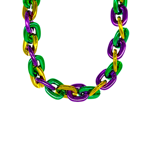 36" Jumbo Purple, Green, & Gold Chain Link Necklace - 3.5cm x 4.5cm (Each)