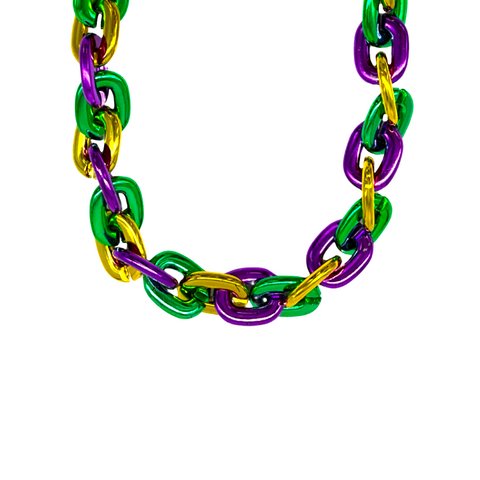 36" Jumbo Purple, Green, & Gold Chain Link Necklace - 3.5cm x 4.5cm  (Each)