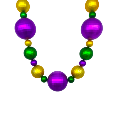 44" 20/40/60mm Purple, Green, and Gold Matte Globe Balls Necklace (Each)
