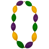 50" Purple, Green and Gold 4" Football Necklace with 10mm Gold Spacer (Each)