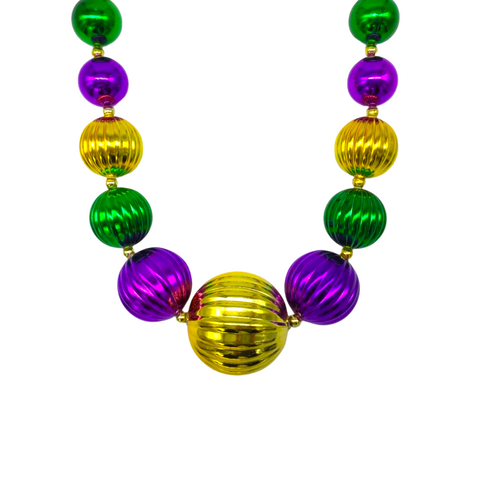 48" Purple, Green and Gold Graduated Balls Necklace (Each)