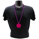 33" 7mm Metallic Hot Pink Bead Necklace with 2.5" Hot Pink Disc (Each)