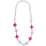 40" Acrylic Light Pink and Hot Pink Fleur de Lis Beads Necklace (Each)