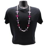 40" Acrylic Light Pink and Hot Pink Fleur de Lis Beads Necklace (Each)