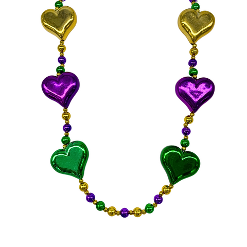 42" Purple, Green and Gold Heart Necklace (Each)