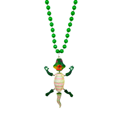 40" Alligator Bobble Medallion on 10mm Green Beads (Each)