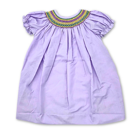 Mardi Gras Smocked Dress Kids (Each)