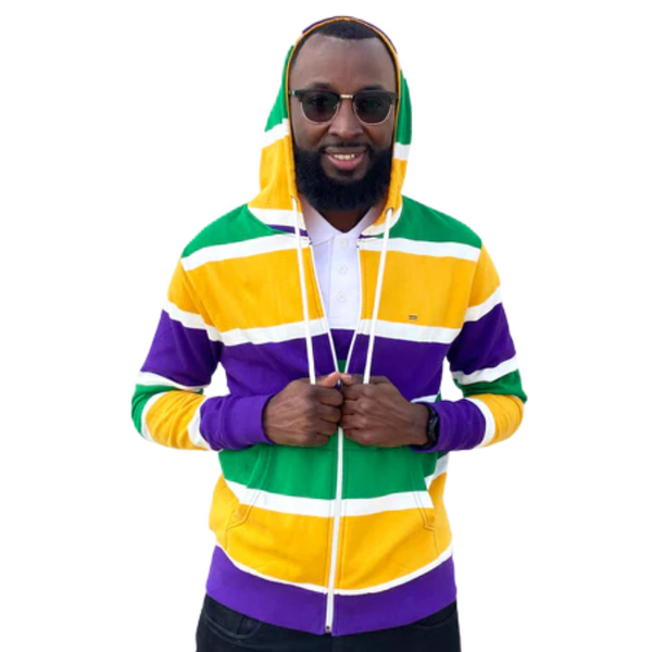 Adult Mardi Gras Thick Stripe Zip Up Hoodie (Each) – Mardi Gras Spot