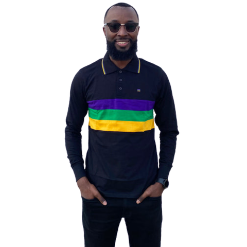 Adult Black Chest Stripe Long Sleeve Shirt (Each)