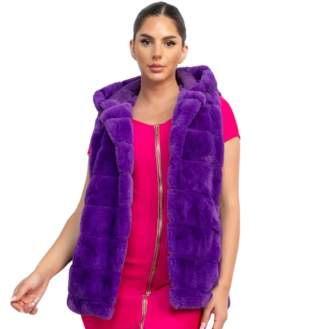 Purple Faux Fur Collared Vest (Each)