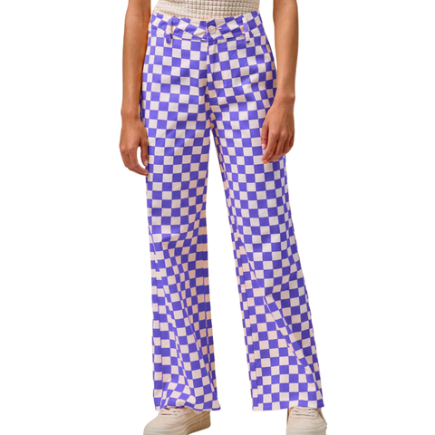 Purple Mardi Gras Checkered Print Pants (Each)