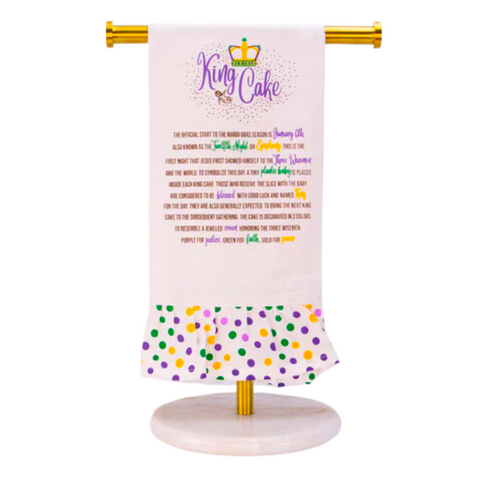 Story of the King Cake Ruffle Hand Towel White/Multi 20"x28" (Each)