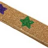 Gold Beaded Bag Strap with Purple and Green Stars (Each)