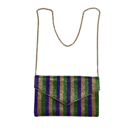 Purple, Green, and Gold Mardi Gras Clutch Purse (Each)