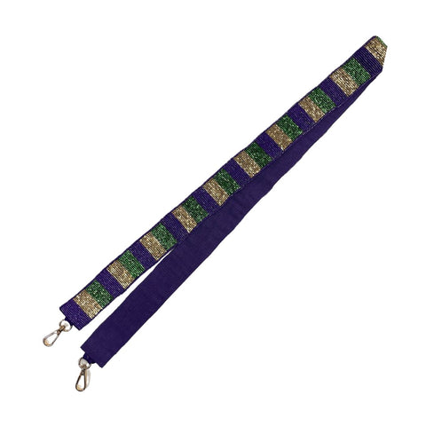 Mardi Gras Horizontal Striped Beaded Bag Strap (Each)