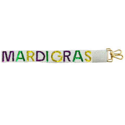 White Mardi Gras Bag Strap (Each)