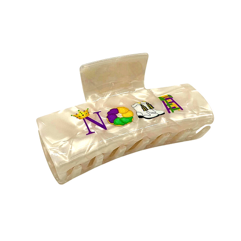 White Mardi Gras Nola Claw Clip (Each)