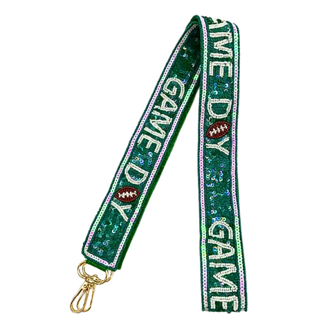 Green and White Game Day Purse Strap (Each)