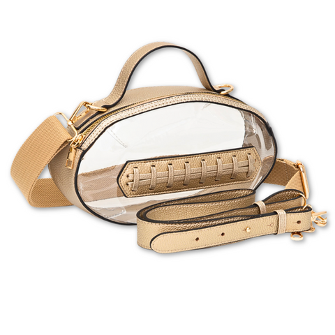 Gold Game Day Football Shaped Clear Purse (Each)