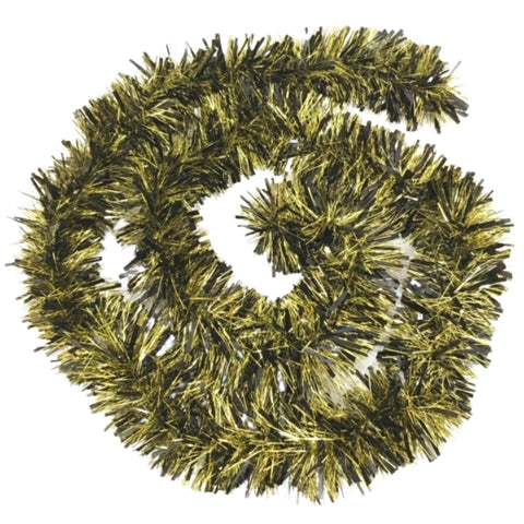 Black and Gold Metallic Tinsel Garland 9' x 5" (Each)