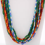 27" Assorted Color Glass Bead Necklace (Dozen)