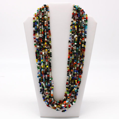 27" Multi Color Glass Bead Necklace (Dozen)