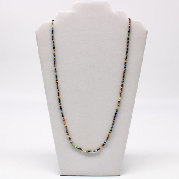 Glass Beaded Necklace- Silver/Gold Multicolor (Big Beads)