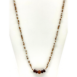 27" Brown and Clear Glass Bead Necklace (Dozen)
