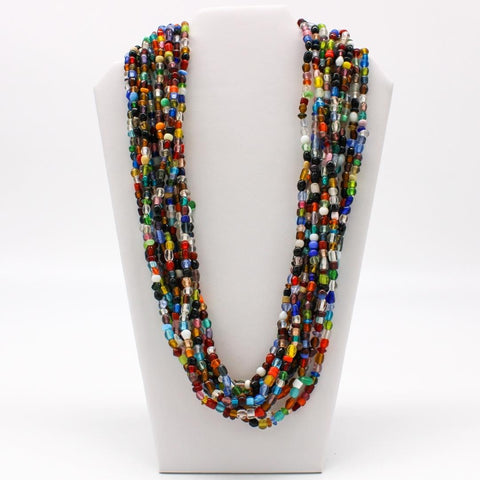 27" Multi Color Glass Bead Necklace (Dozen)