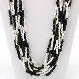 27" Black and White Glass Bead Necklace (Dozen)